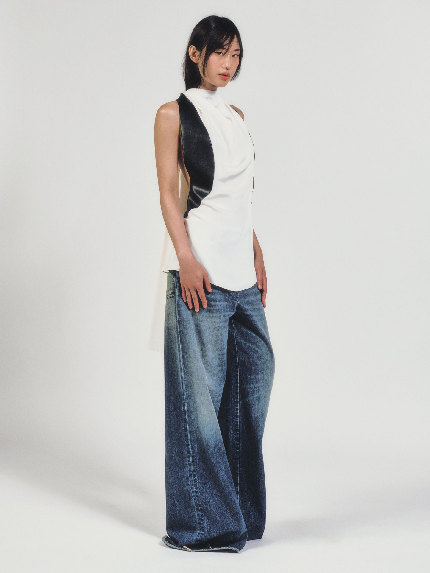 COMBO HALTER TOP - WHITE - (MADE TO ORDER)