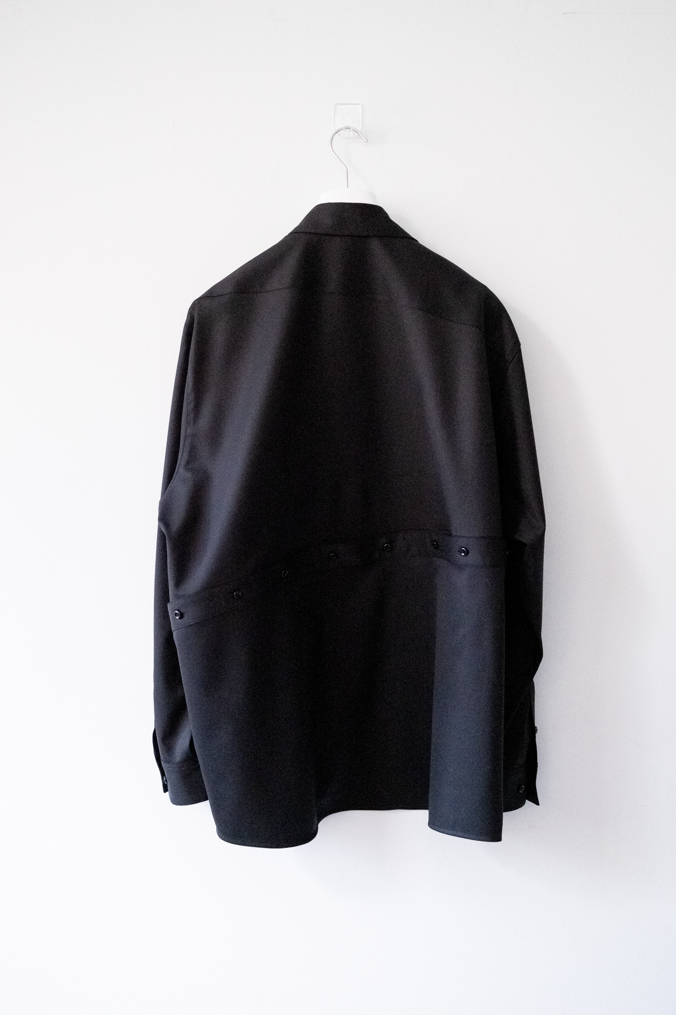 BLACK WOOL SUITING KIKO SHIRT