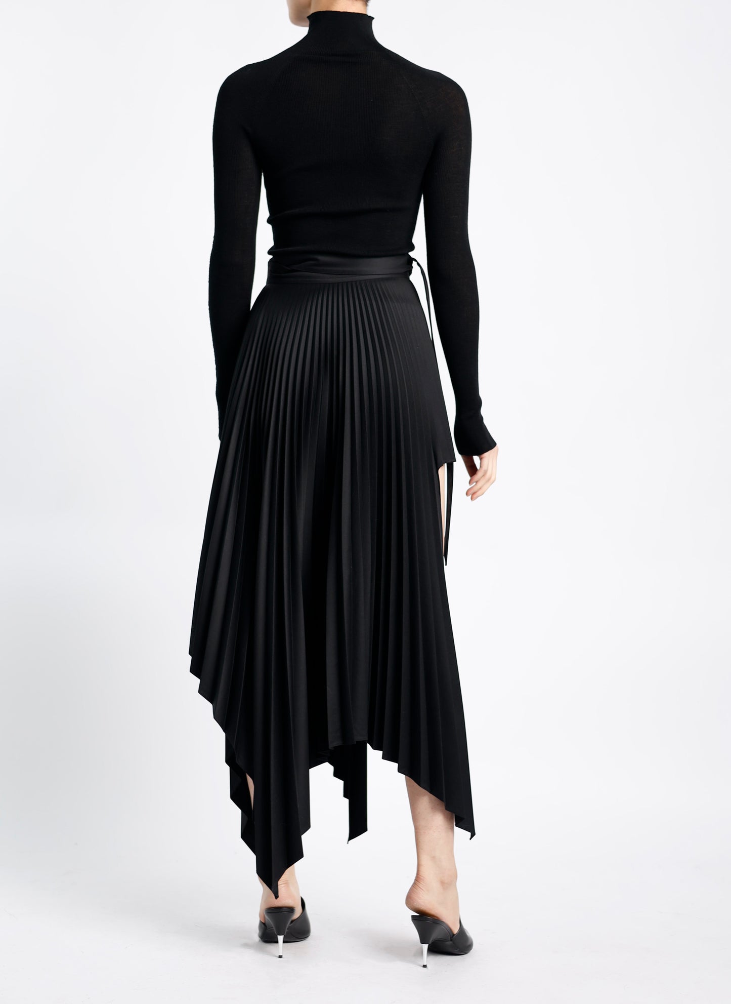 Sliced Pleated Wrap Skirt