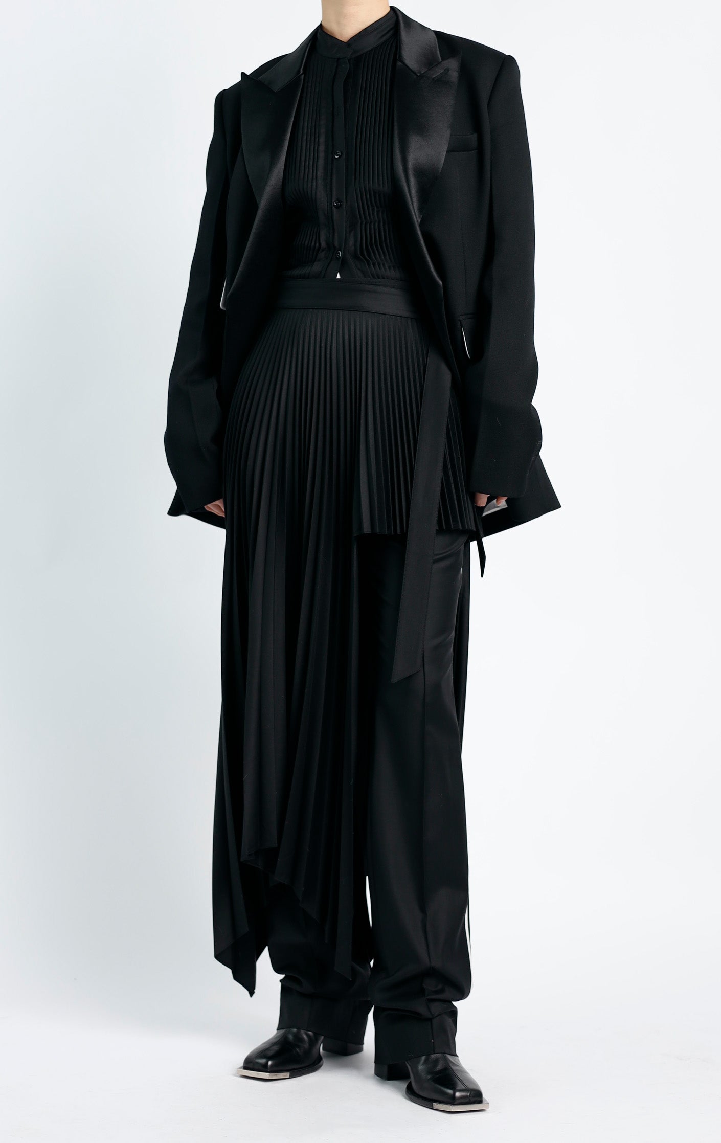 Sliced Pleated Wrap Skirt