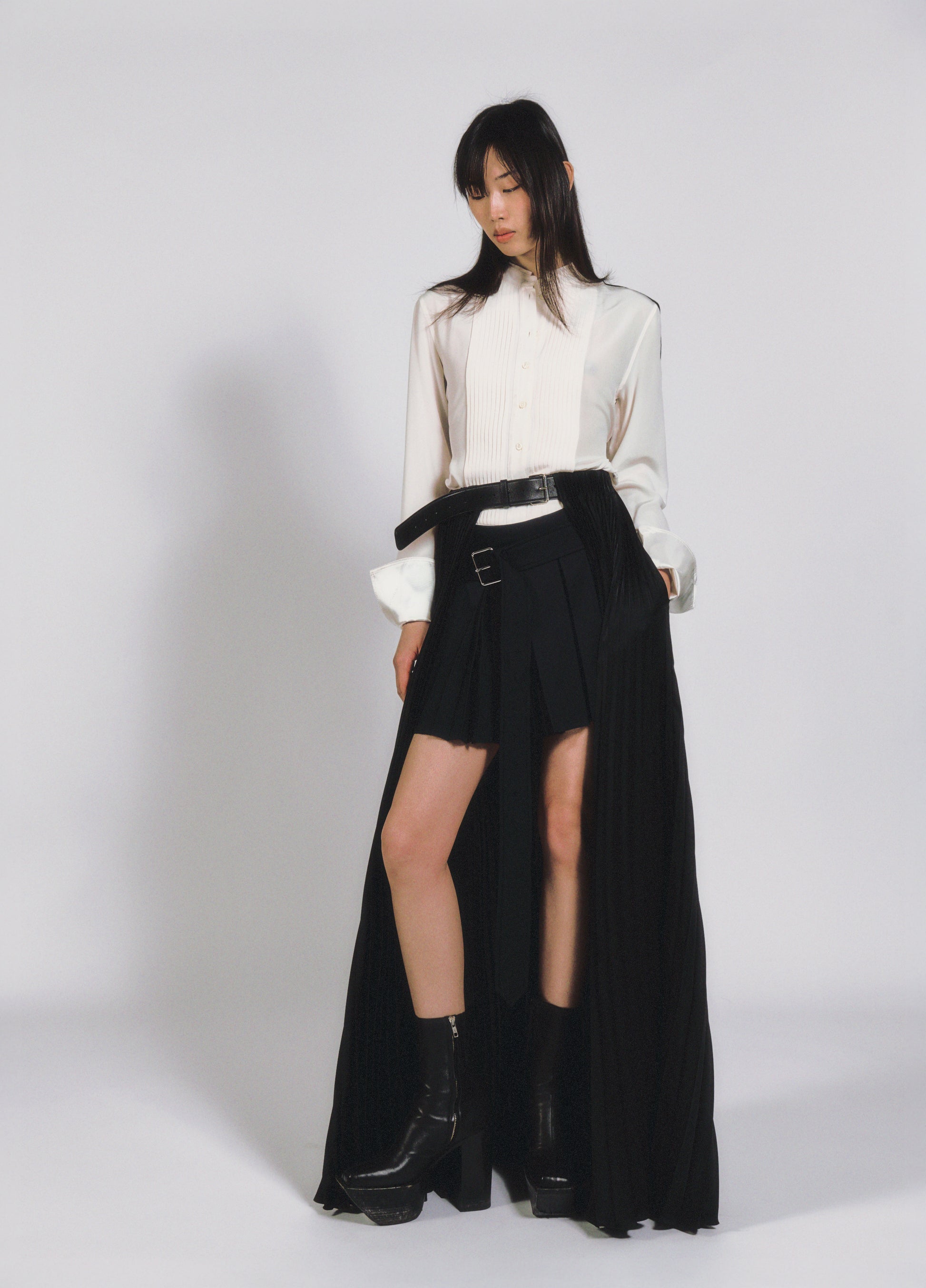 PLEATED BELT - BLACK/BLACK