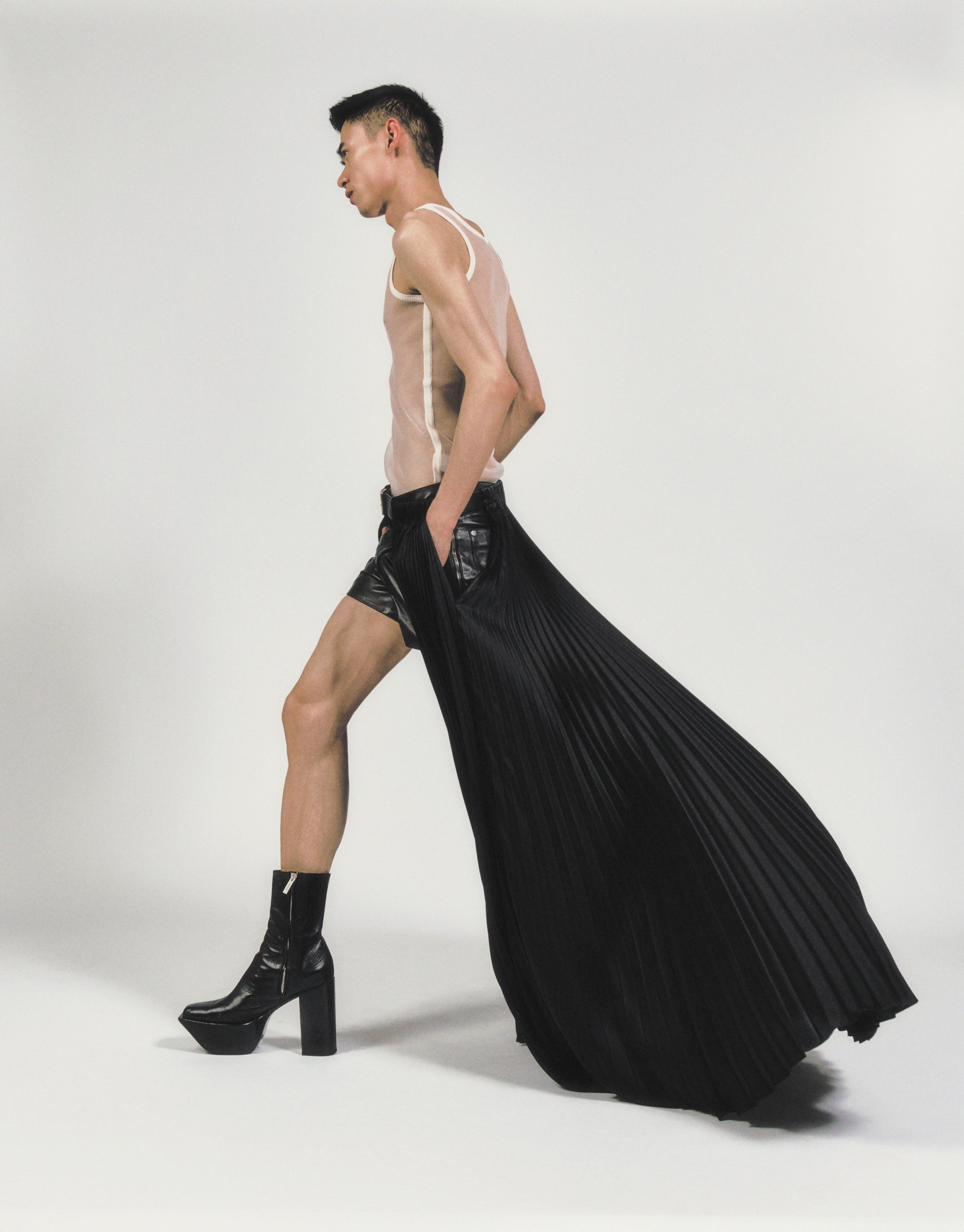 PLEATED BELT - BLACK/BLACK