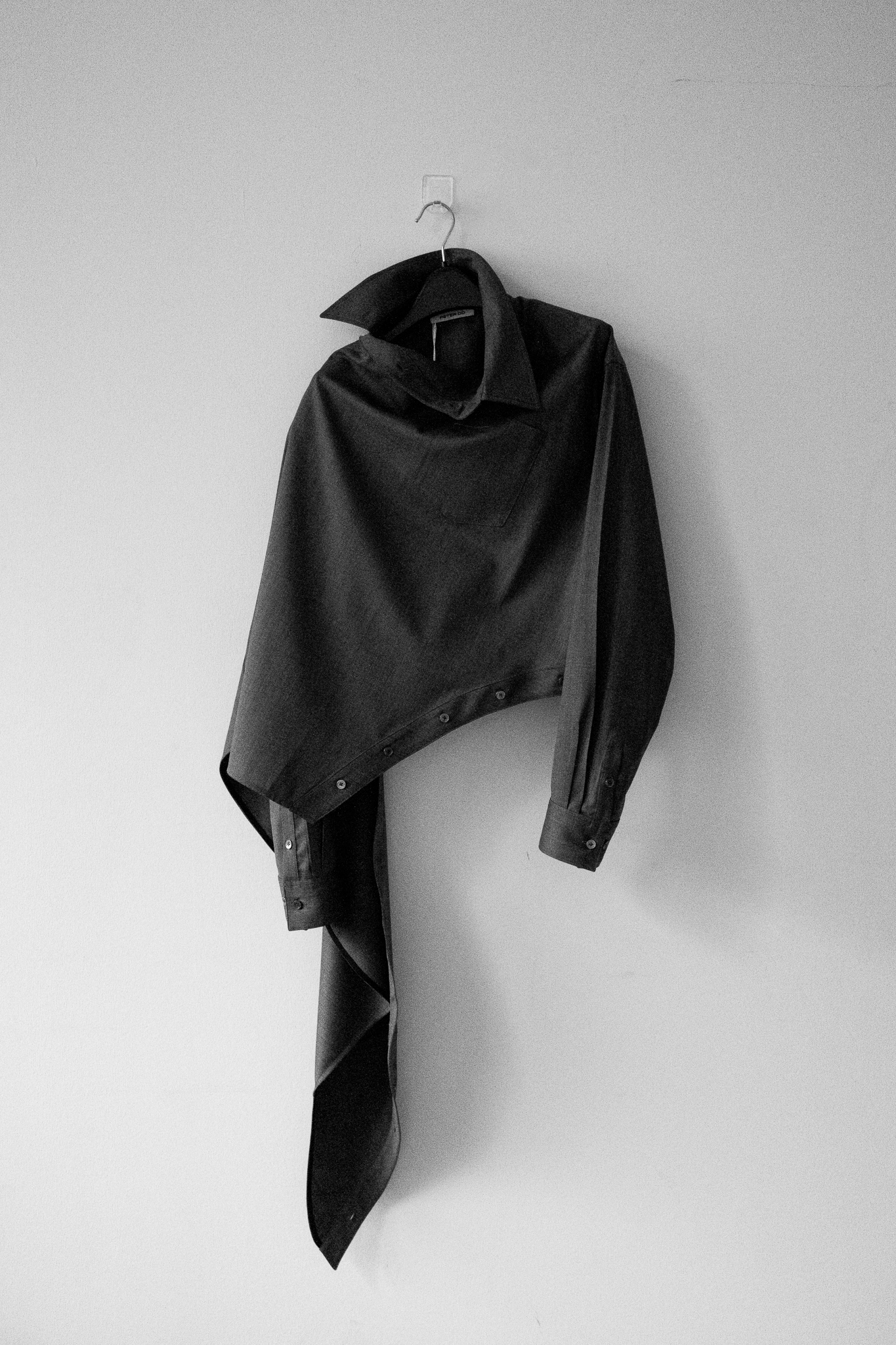 BLACK WOOL SUITING KIKO SHIRT