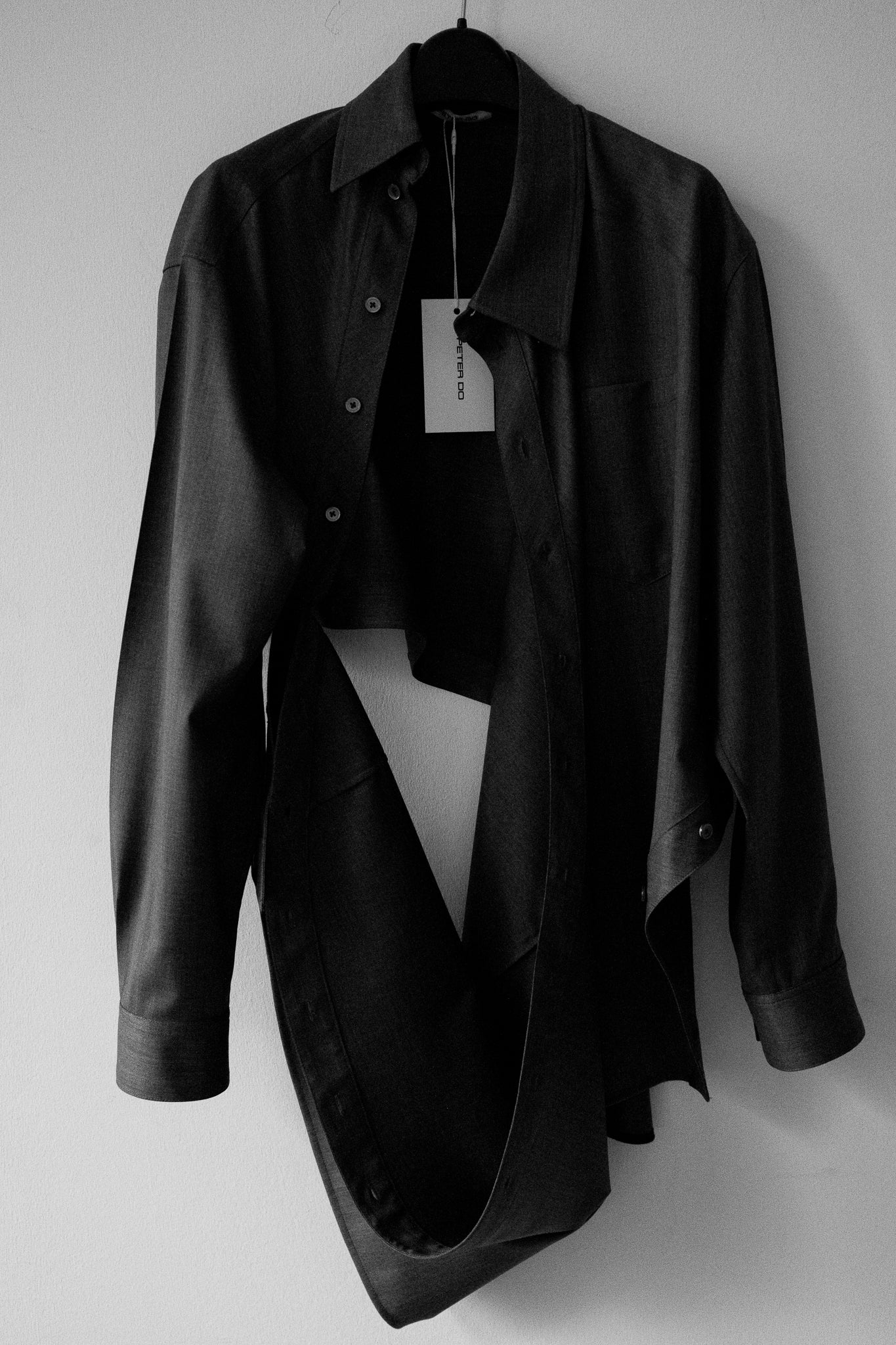 BLACK WOOL SUITING KIKO SHIRT