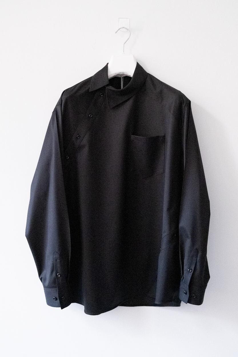 BLACK WOOL SUITING KIKO SHIRT
